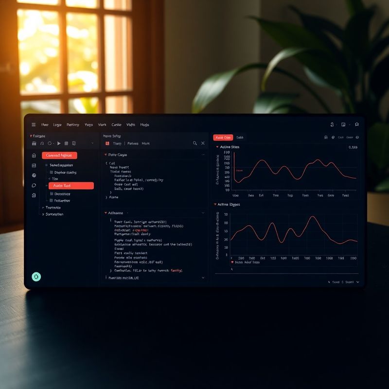 Dark-mode developer dashboard with coral accents